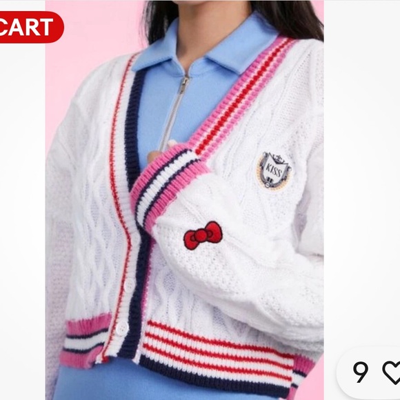 Hello Kitty Sweaters - XO Kitty Hello‎ Kitty Forever 21 Cropped Knit Cardigan Sweater Size Small